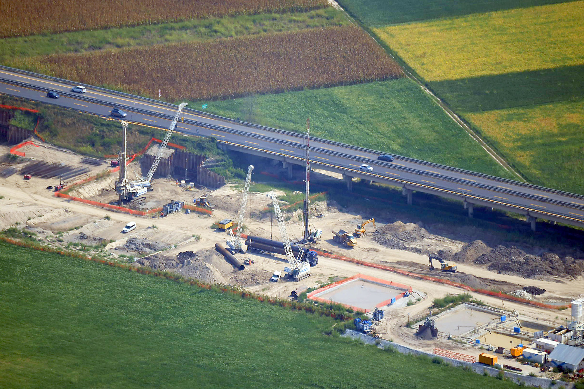 3rd lane of the motorway A4 between the new bridge over the Tagliamento river and Gonars