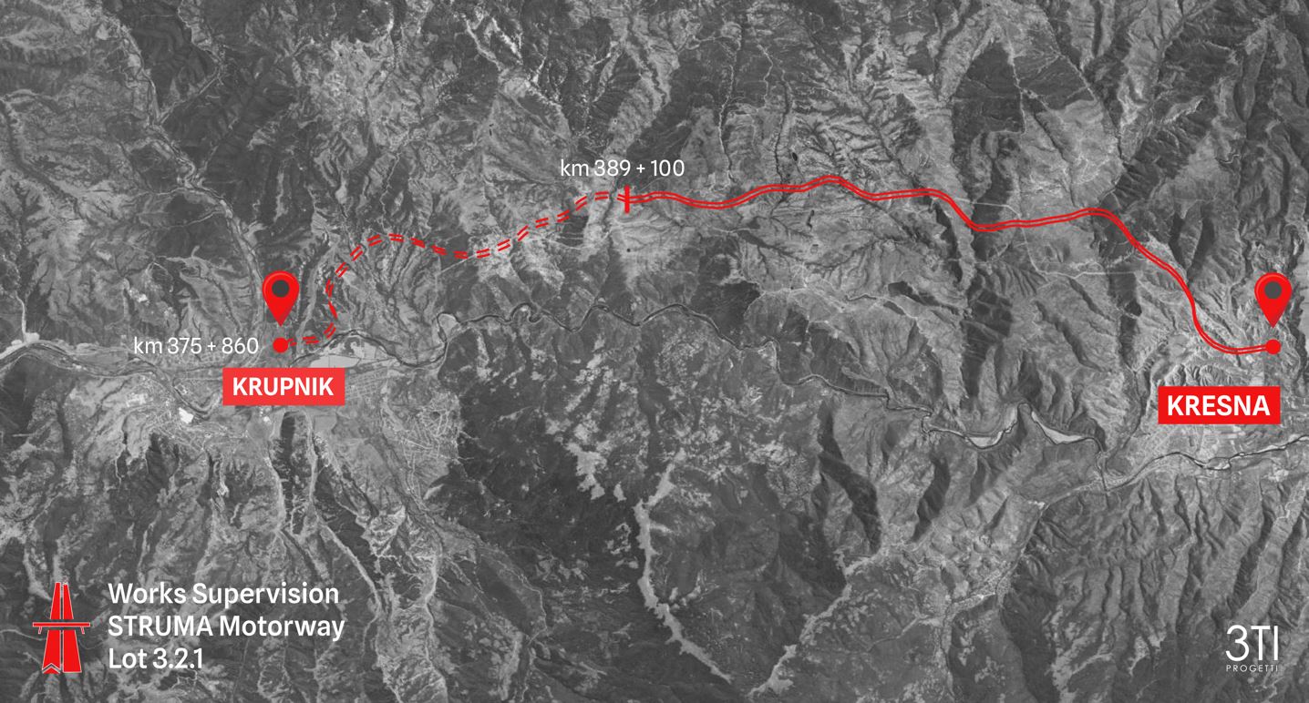 Works supervision for “Struma Highway Lot 3.2.1, Section “Krupnik – Kresna” – Left Lane from km 375 + 860=376 + 000 from Lot 3.1 of Struma Motorway to km 389 + 100 and Road Connections