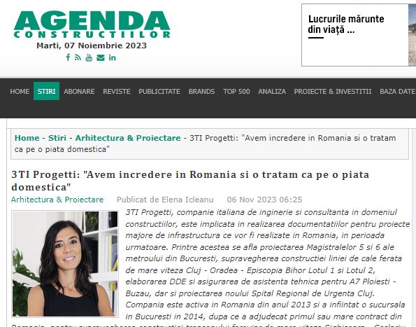 Interview to Giorgia Gunnella by Agenda Constructiilor
