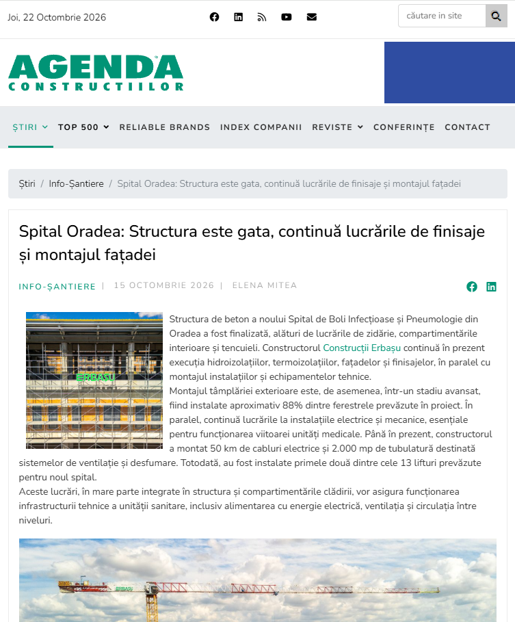 Oradea Hospital: beyond the structure, the building takes shape
